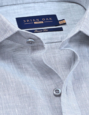 Camicia da Uomo Lino Puro Grigio Chiaro - Brian Oak - 3