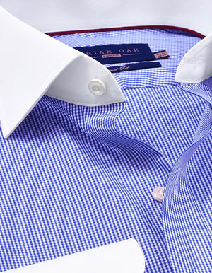 Chemise à carreaux bleu ciel ajustée homme coton - Brian Oak - 3
