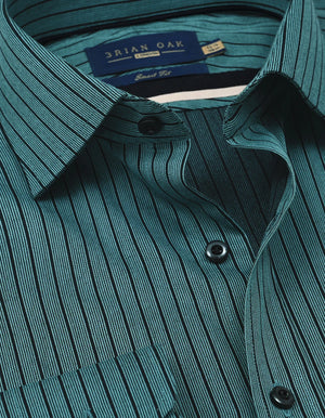 Camisa Dobby Rayas Verde Mar Hombre - Brian Oak - 3
