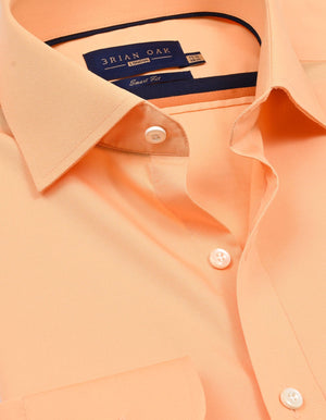 Camisa vestir hombre naranja claro fácil planchar algodón - Brian Oak - 2
