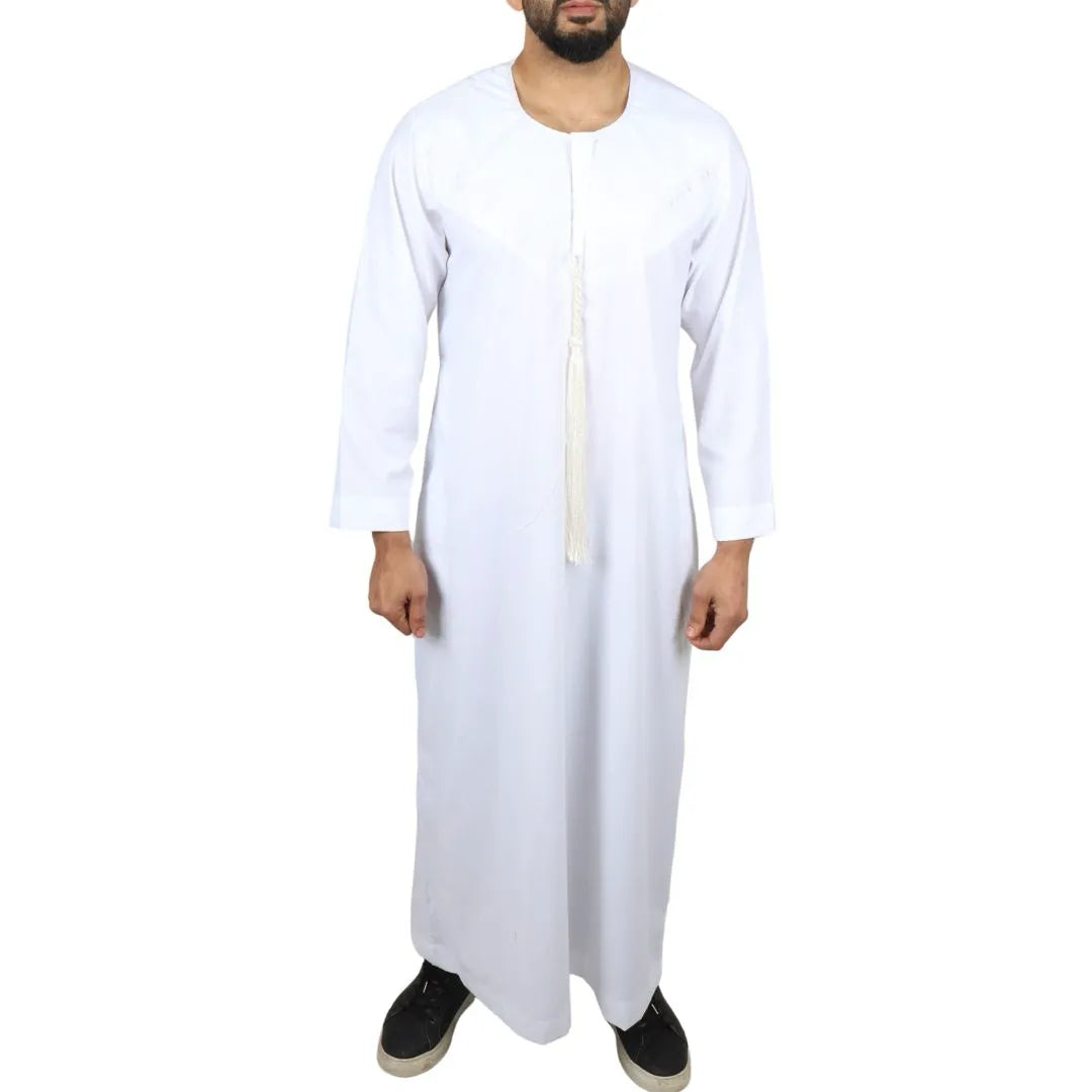 Men's Thobe Jubba String Tassel Emirati Omani Kaftan