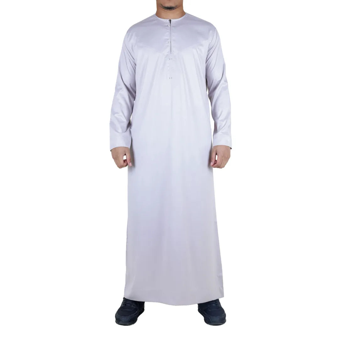 Herren Thobe Jubba Islamische Kleidung Muslim Kaftan Emirati Omani Satin Robe