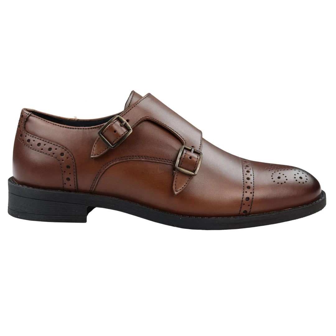 Zapatos de monje para hombre marrón negro marrón clásico hebilla de cuero genuino inteligente formal