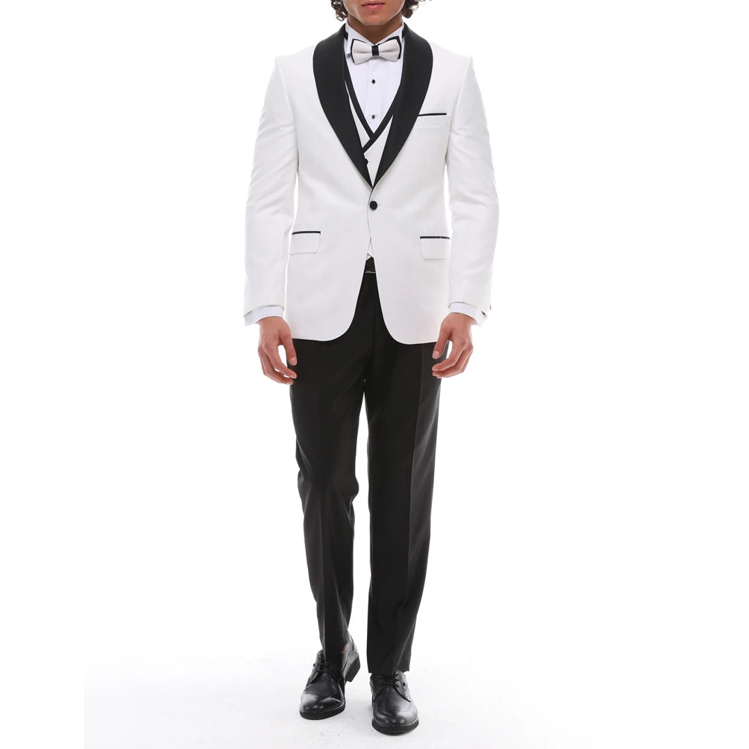SSW2302 - Men's 3 Piece Shawl Dinner Suit Wedding Prom Tuxedo Double Breasted
