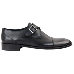 Chaussures Monk pour homme boucle latérale cuir véritable noir style habillé chic