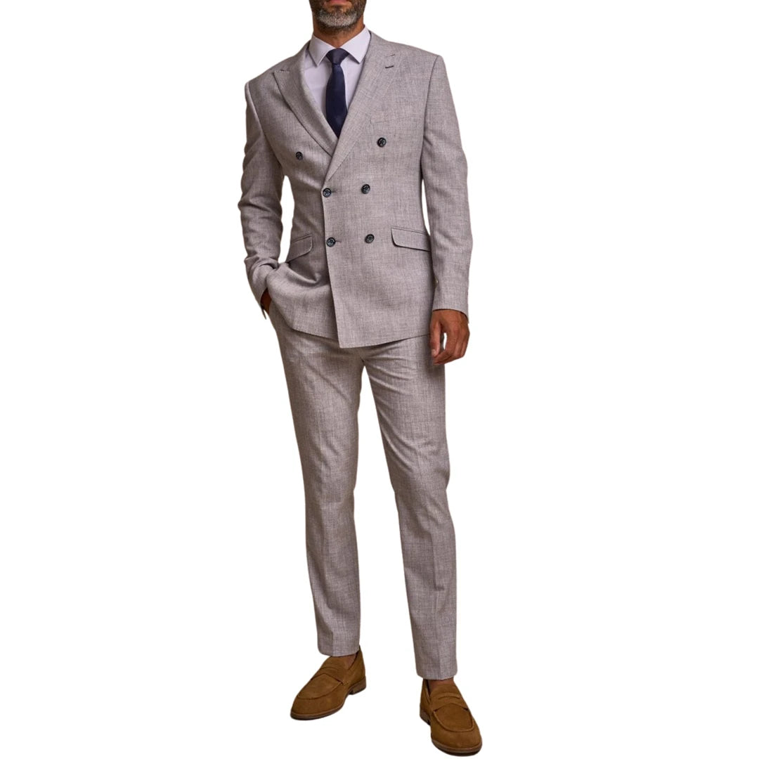 Costume 2 pièces pour homme veston croisé gris chic habillé