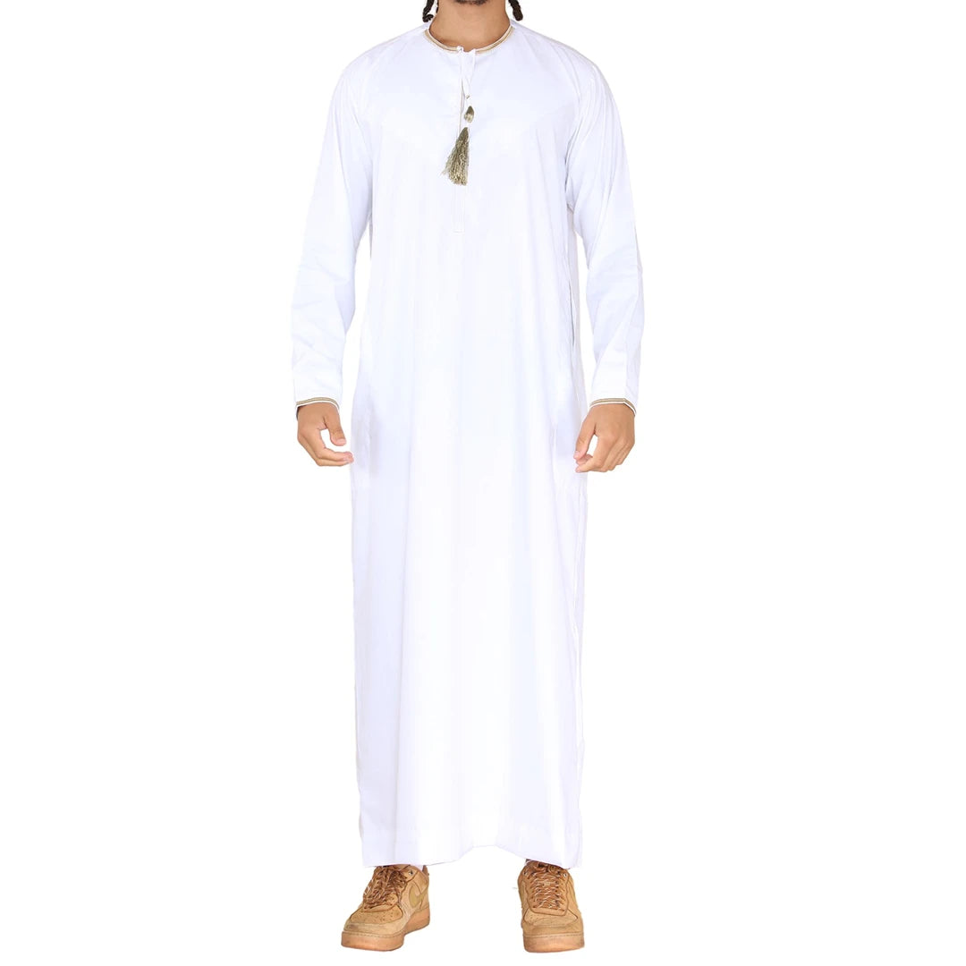 Thobe Jubba da Uomo Emirati Omani Islamico Musulmano Kaftan Eid Robe Arabo