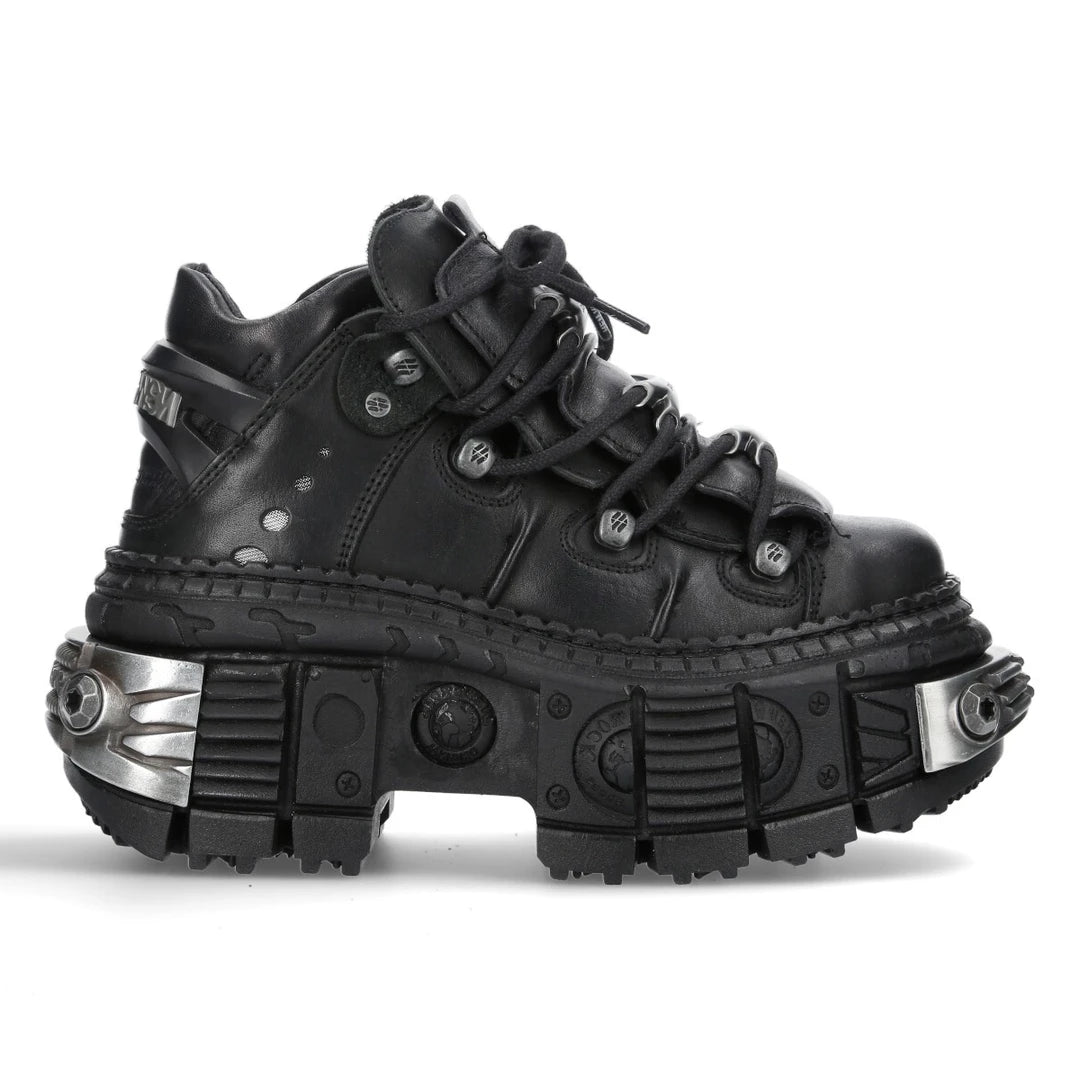 New Rocks Man New Rock WALL106-S10 Boots Black Leather Platform Gothic – TruClothing