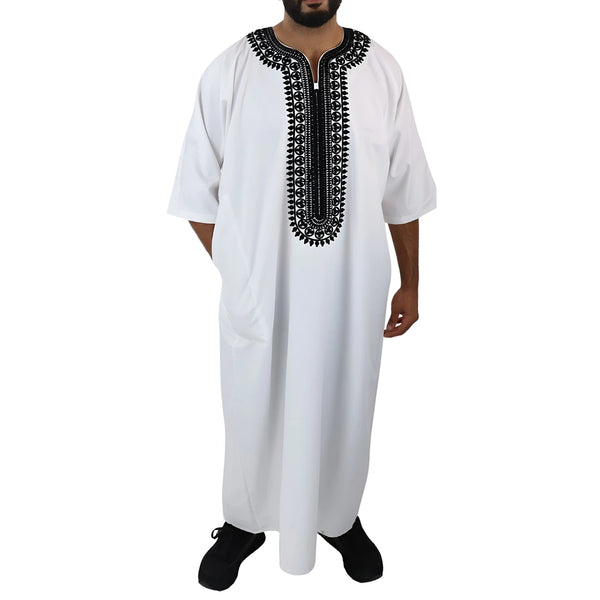 Topstitched Soft Fabric Thobe - Thobes - Men