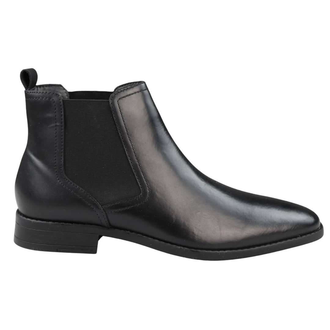 Men s Black Slip On Chelsea Boots Real Leather Smart Casual
