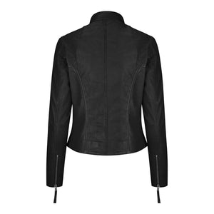 Women's Leather Fitted Biker Brown Jacket-TruClothing