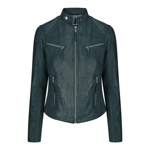 Women's Leather Fitted Biker Brown Jacket-TruClothing