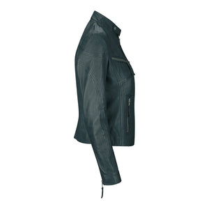 Women's Leather Fitted Biker Brown Jacket-TruClothing