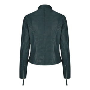 Women's Leather Fitted Biker Brown Jacket-TruClothing