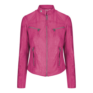 Women's Leather Fitted Biker Brown Jacket-TruClothing