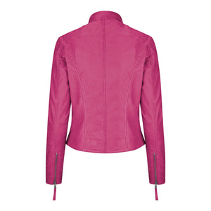 Women's Leather Fitted Biker Brown Jacket-TruClothing