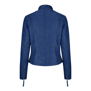 Women's Leather Fitted Biker Brown Jacket-TruClothing