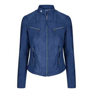 Women's Leather Fitted Biker Brown Jacket-TruClothing