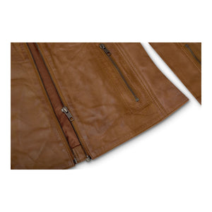 Women's Leather Fitted Biker Brown Jacket-TruClothing
