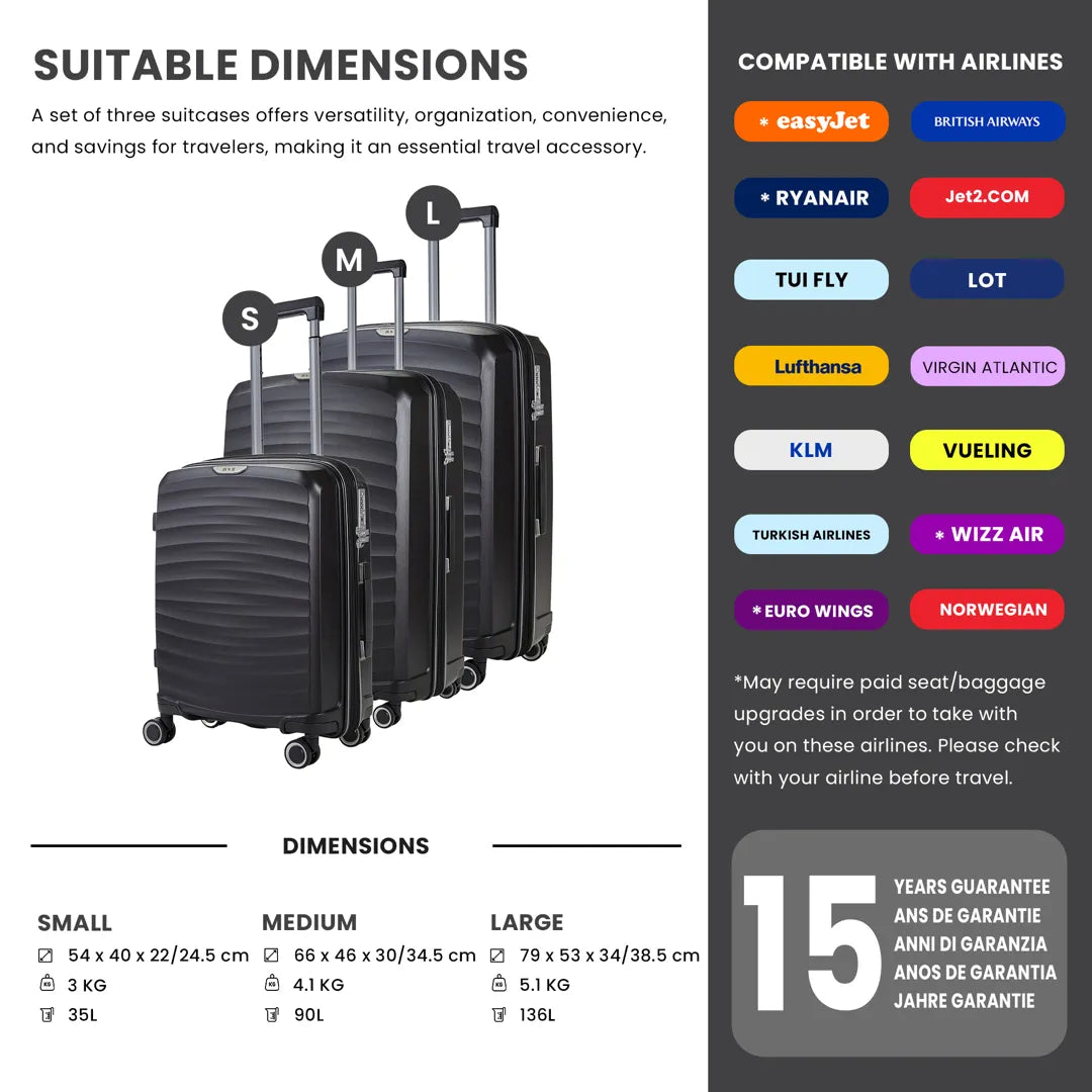 Sunwave - Valise Extensible à Coque Rigide 4 Roues Spinner