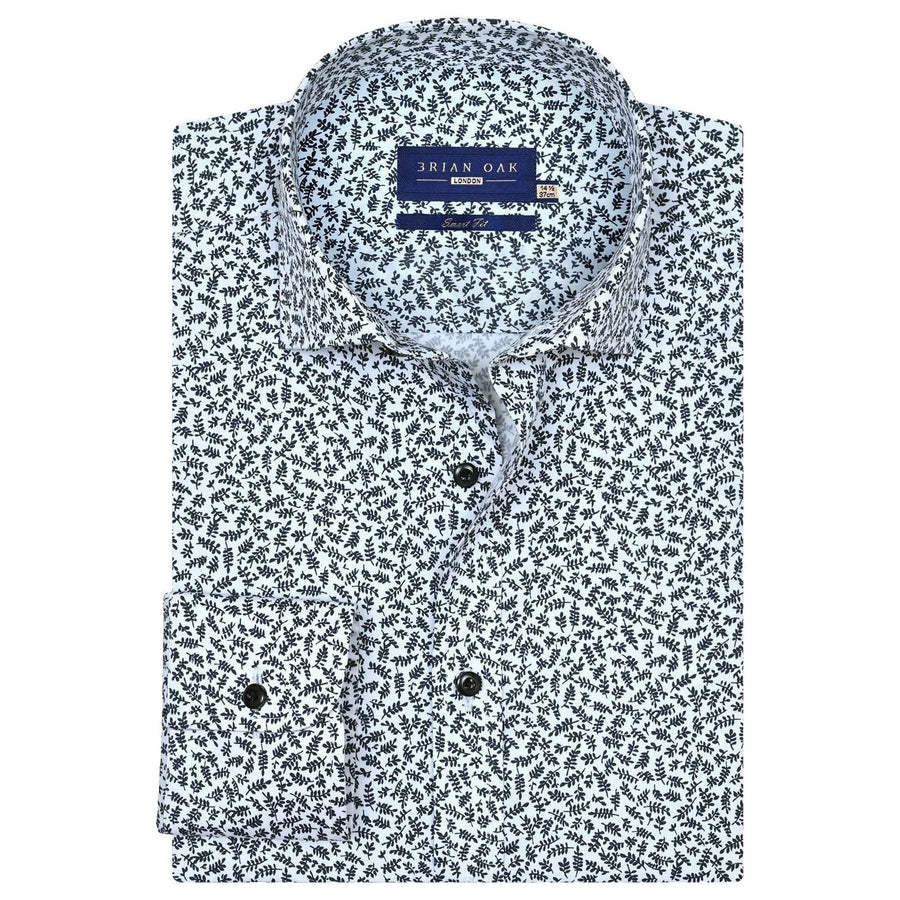 Men's Easy Care Patterned Shirt - White - Brian Oak - 1