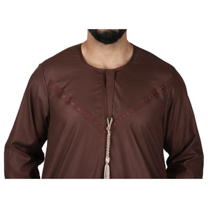 Men's Thobe Jubba String Tassel Emirati Omani Kaftan-TruClothing