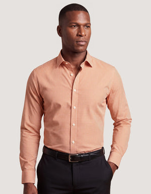Men's Orange And White Checkered Shirt - Brian Oak - 2