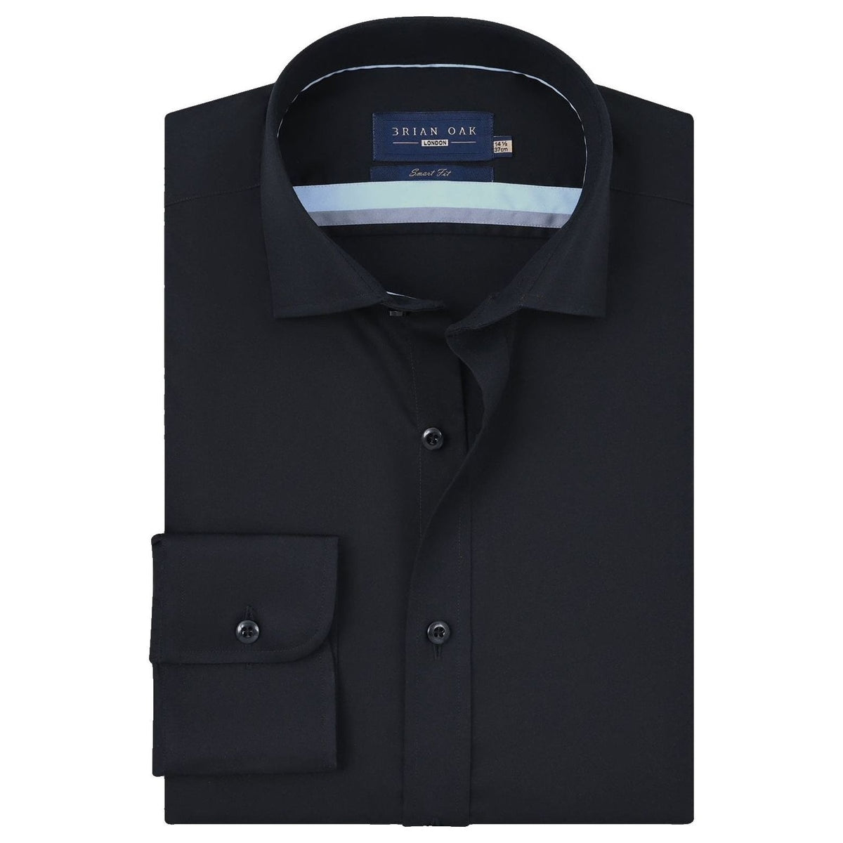 Men's Easy Care Plain Formal Shirt - Black - Brian Oak - 1