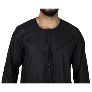 Men's Thobe Jubba String Tassel Emirati Omani Kaftan-TruClothing