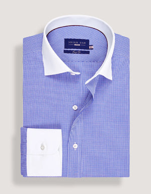 Chemise à carreaux bleu ciel ajustée homme coton - Brian Oak - 2