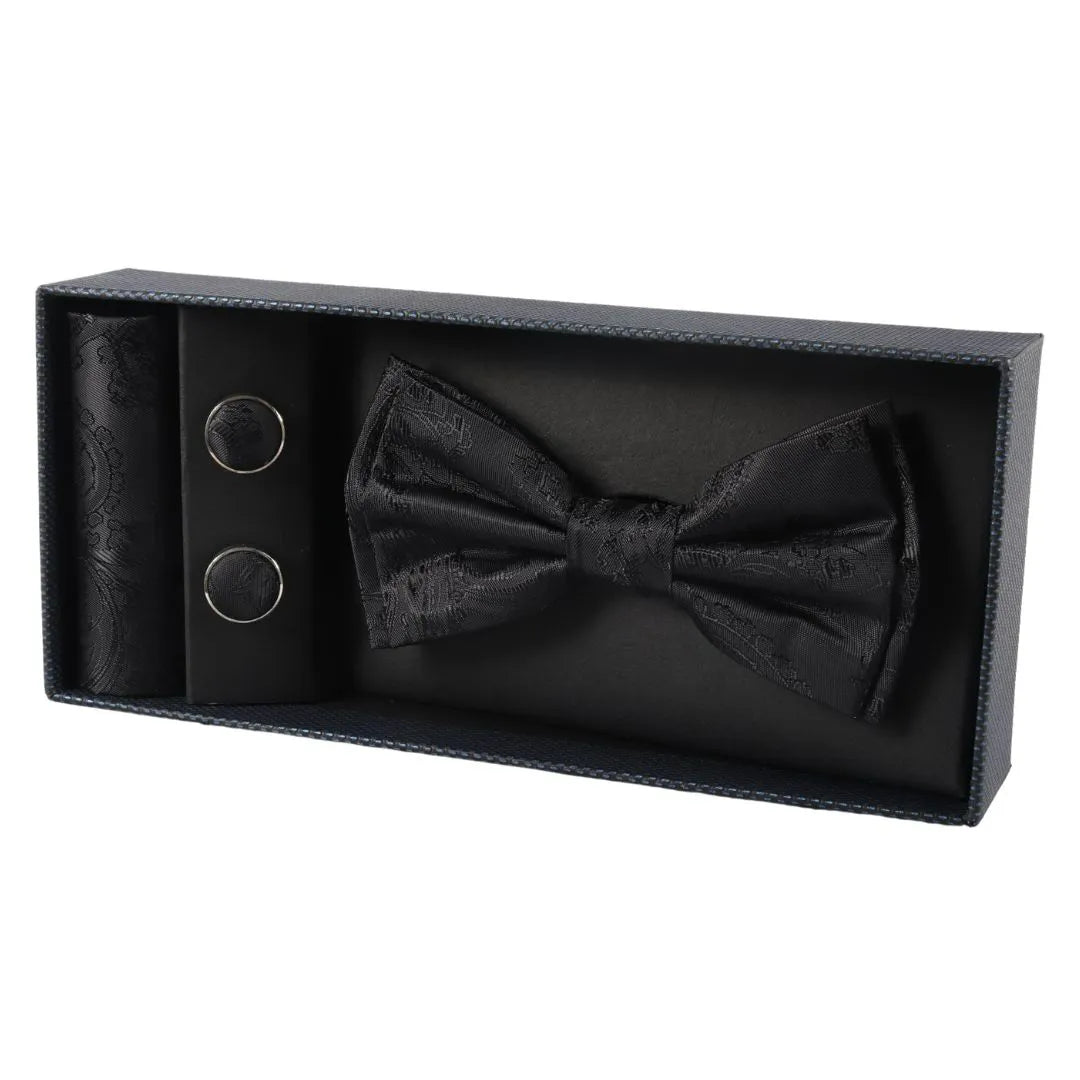 Men's Bow Tie Pocket Square Cuff Links Gift Set