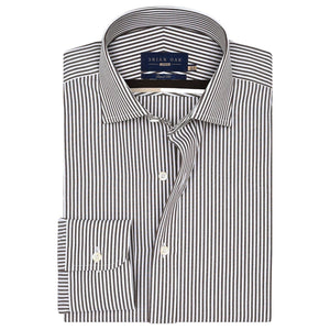 Men's Brown & White Striped Formal Shirt - Brian Oak - 1