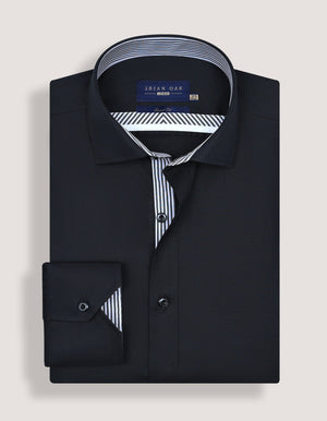 Men's Easy Care Designer Black Satin Shirt