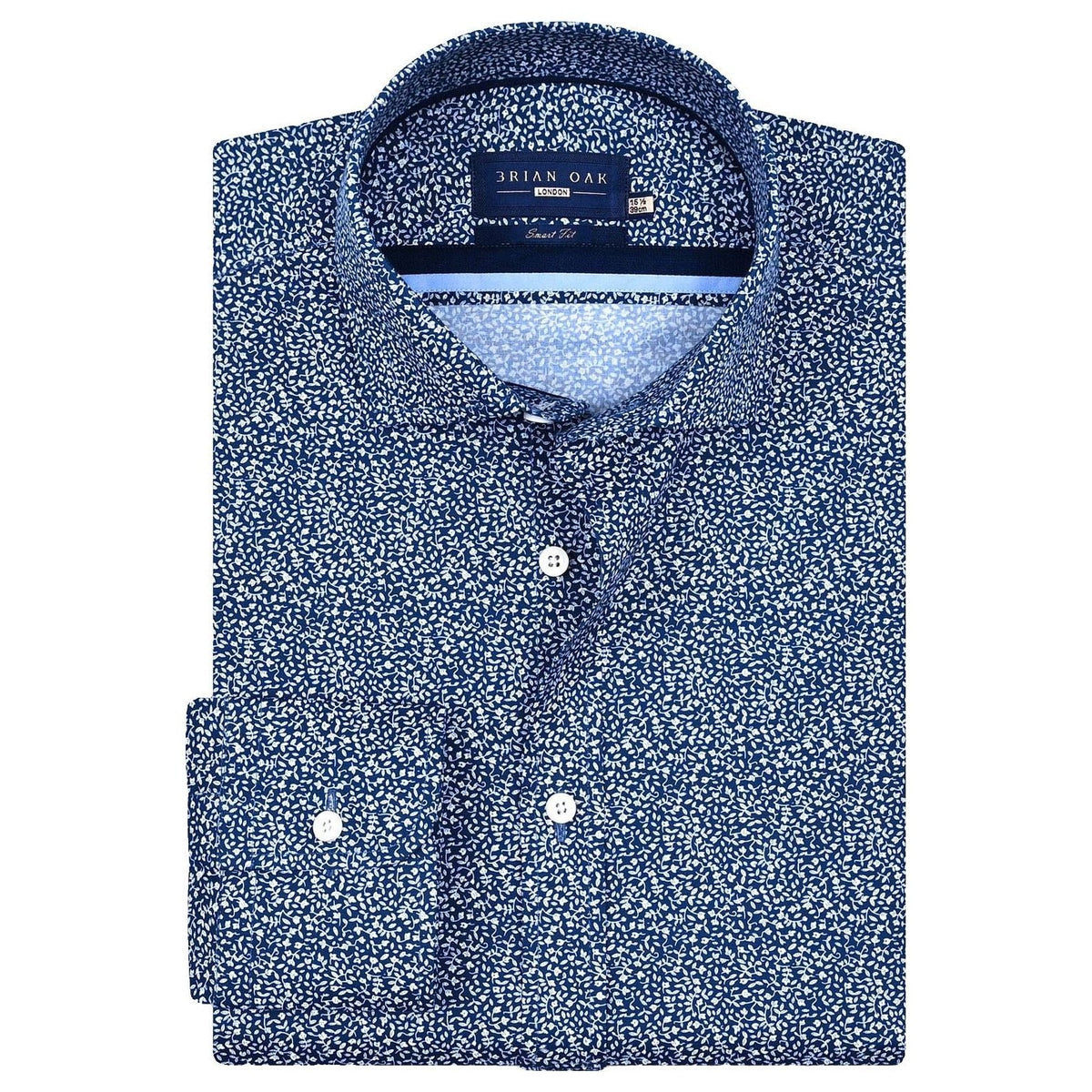 Herren Hemd marineblauer Blumenranken-Druck - Brian Oak - 1