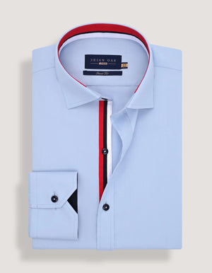 Himmelblaues Twill-Hemd mit Union Jack Kontrastbesatz - Herrenhemd - Brian Oak - 2