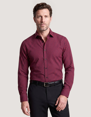 Chemise formelle à carreaux rouge marine coton homme - Brian Oak - 2