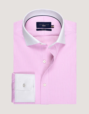 Chemise à carreaux col et poignets contrastés rose homme - Brian Oak - 2