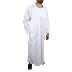 Men's Thobe Jubba String Tassel Emirati Omani Kaftan-TruClothing