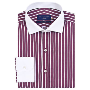 Camisa formal rayas burdeos claro cuello contrastante hombre - Brian Oak - 1