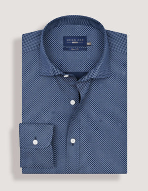 Men's Mini Floral Print Shirt – Navy Blue