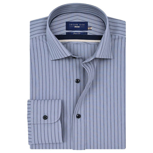 Herren Hemd Grau mit Marineblau Streifen Baumwolle - Brian Oak - 1