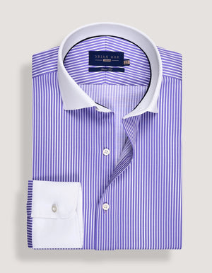 Men's Violet Stripe Shirt with Contrast Collar - Brian Oak - 2