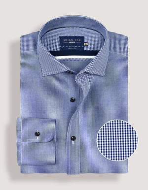 Men's Royal Blue Mini Check Shirt - Brian Oak - 2