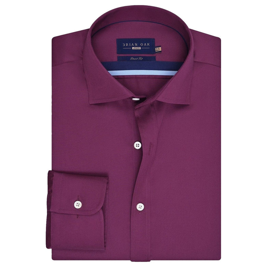 Men's Smart Fit Plum Satin Dress Shirt - Brian Oak - 1