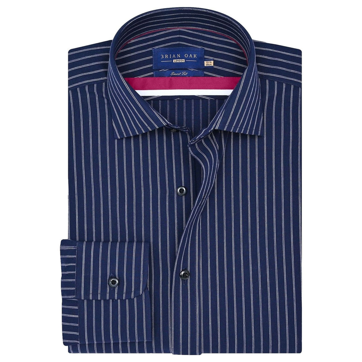 Men's Navy & White Striped Formal Shirt - Brian Oak - 1