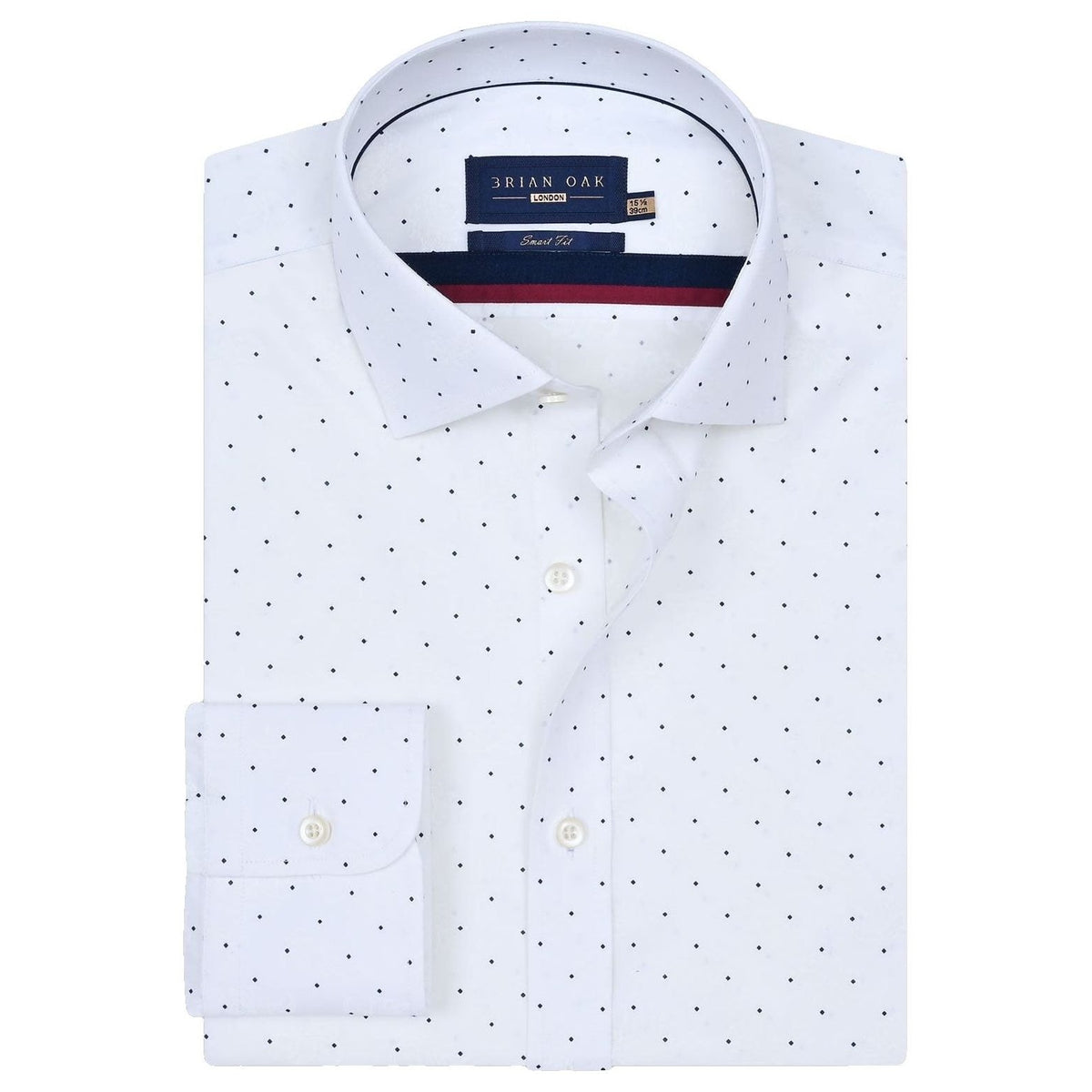 Men's Navy Dotted White Dress Shirt - Brian Oak - 1
