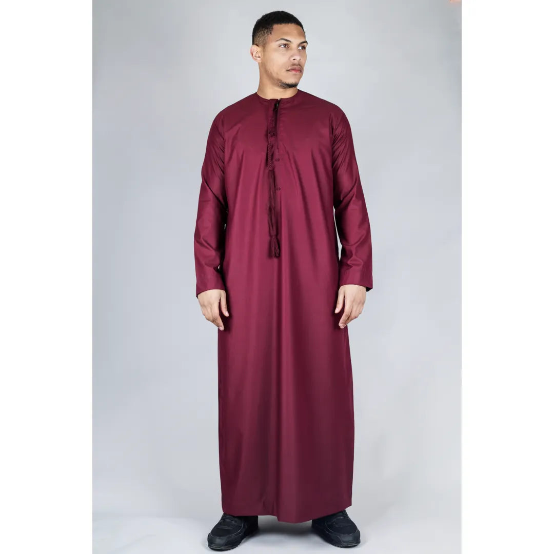 Thobe Emirati Omani Jubba da Uomo Abbigliamento Islamico Musulmano Eid Robe Arabo Nappine