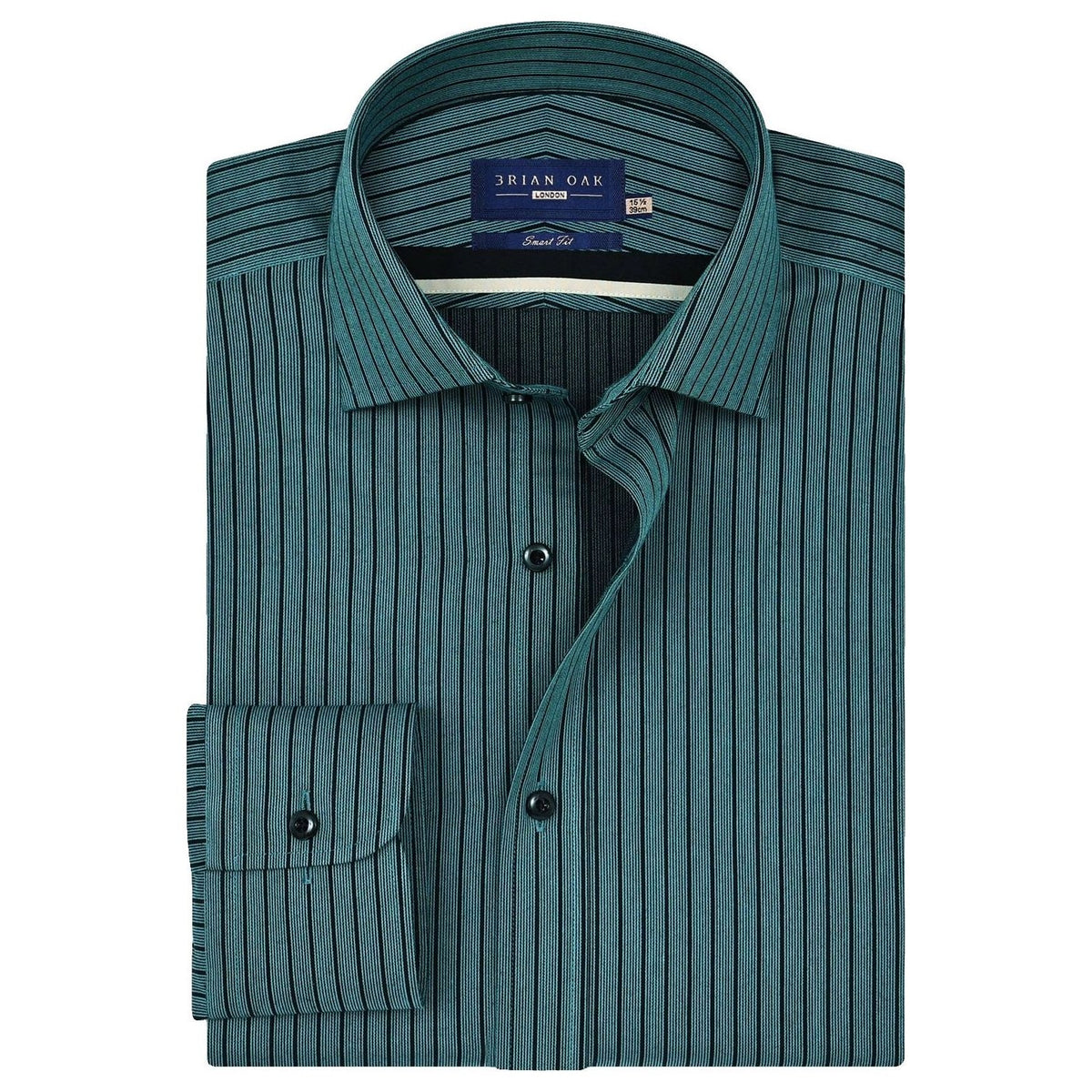 Camisa Dobby Rayas Verde Mar Hombre - Brian Oak - 1