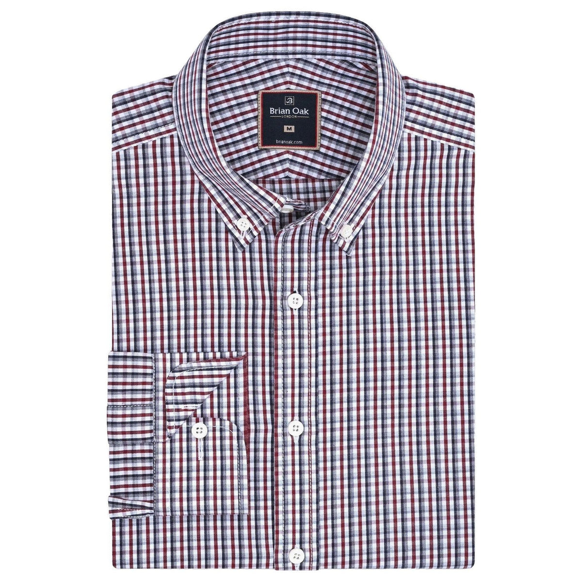 Chemise à carreaux décontractée pour homme - Coton bordeaux foncé - Brian Oak - 1