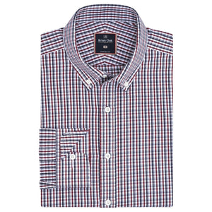 Chemise à carreaux décontractée pour homme - Coton bordeaux foncé - Brian Oak - 1
